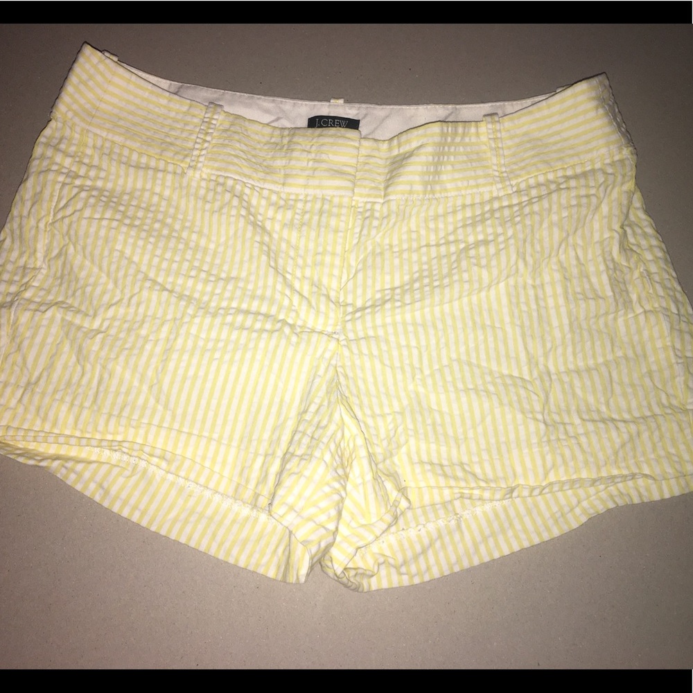 J Crew Seersucker short yellow and white